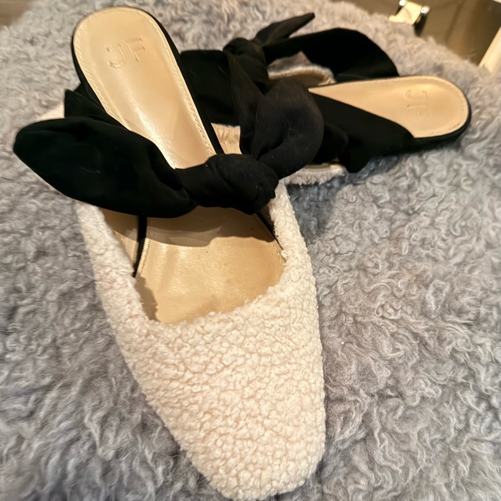 Women's Black and Cream Slip-On Mules Shoes